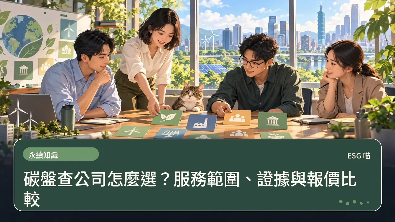 碳盤查公司怎麼選?服務範圍、證據與報價比較主題插畫