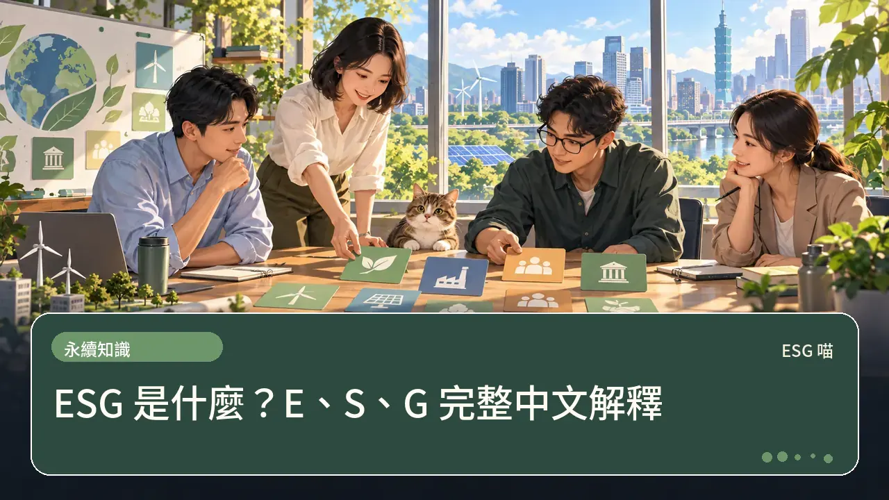 ESG 是什麼？E、S、G 完整中文解釋主題插畫