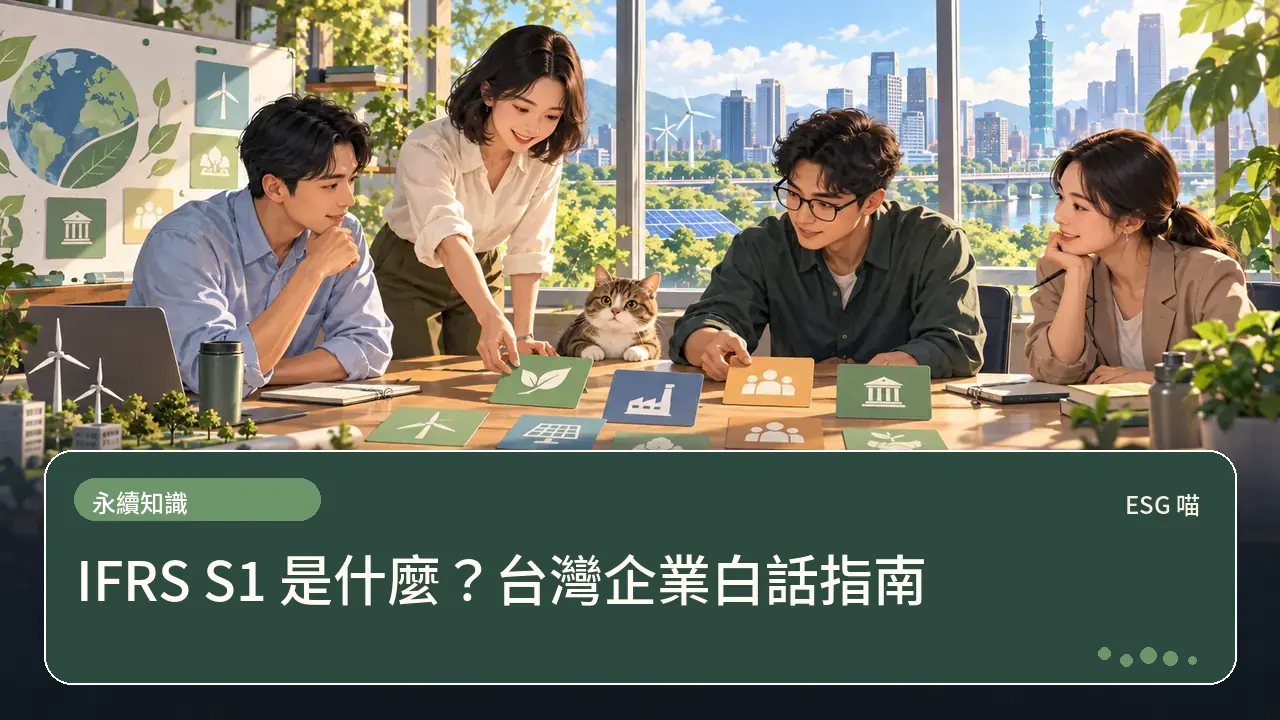 IFRS S1 是什麼?台灣企業白話指南主題插畫