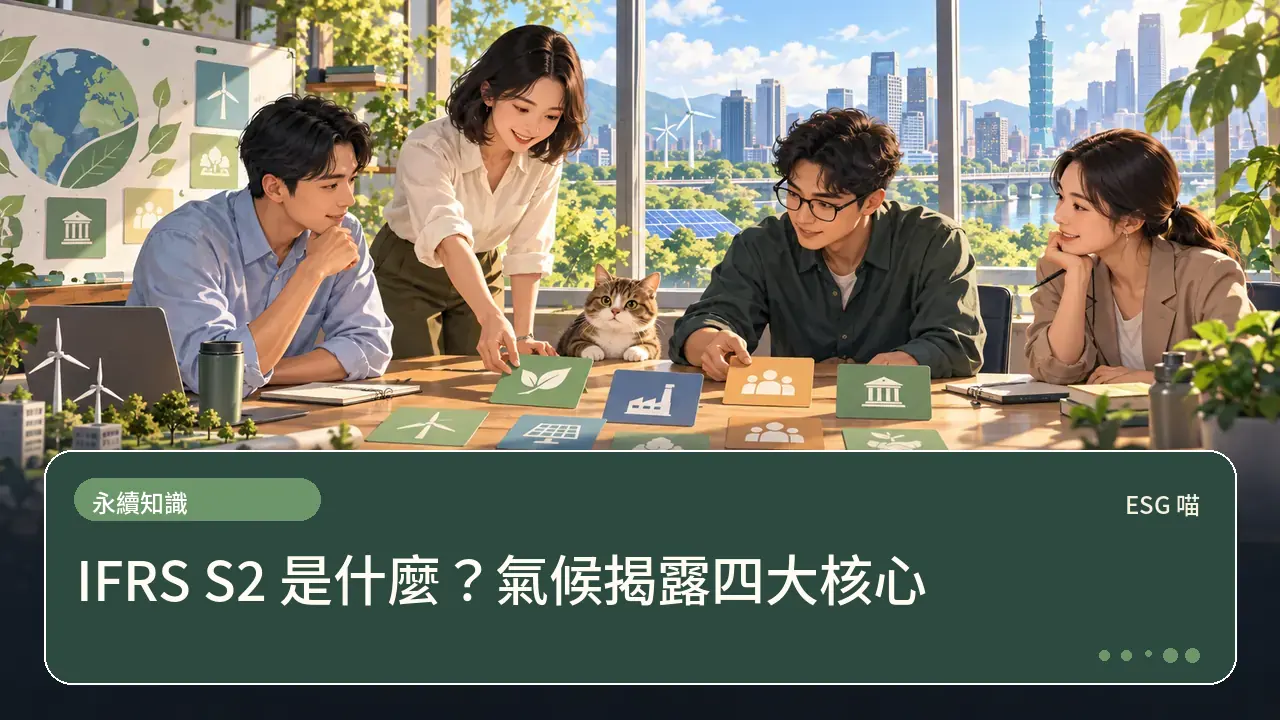 IFRS S2 是什麼？氣候揭露四大核心主題插畫