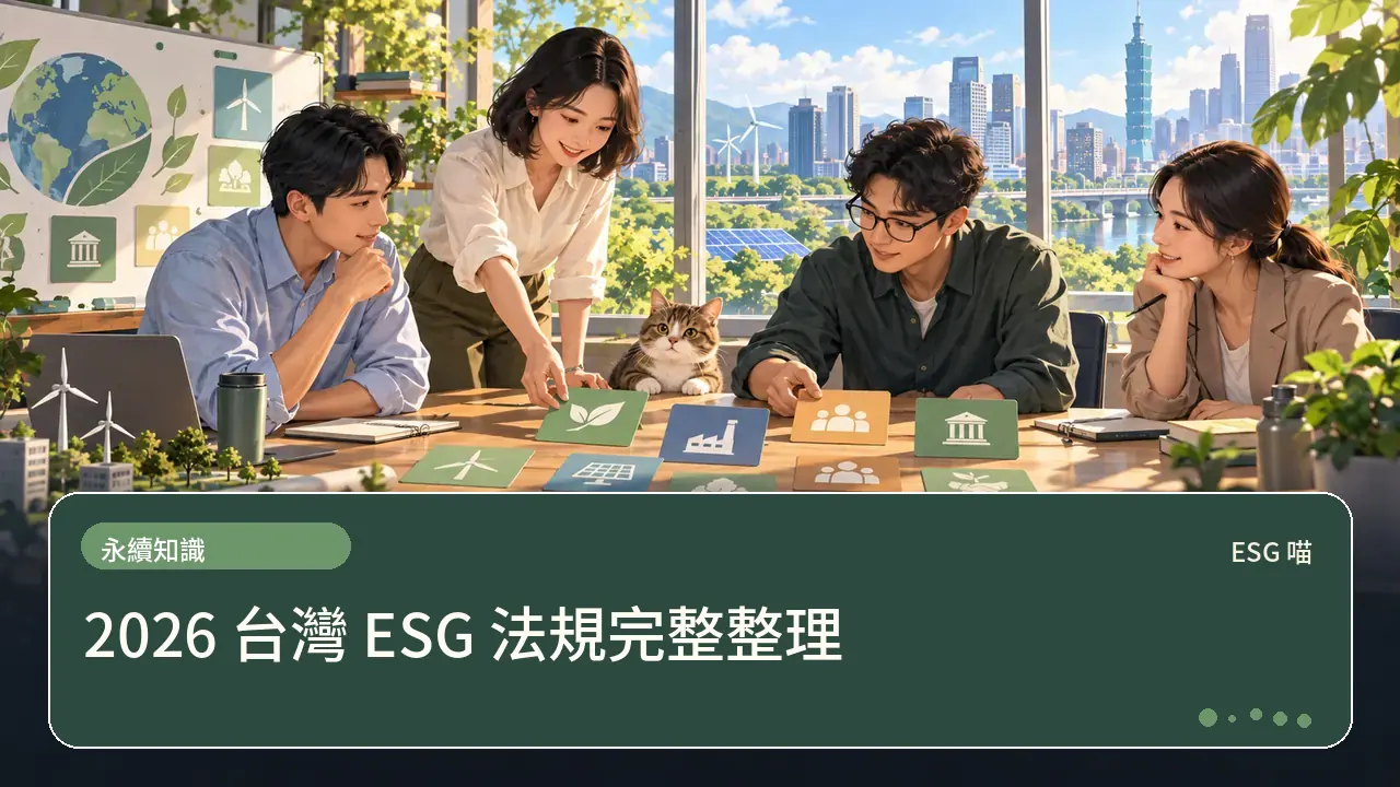 2026 台灣 ESG 法規完整整理主題插畫